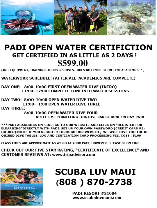 PADI Open Water Certification